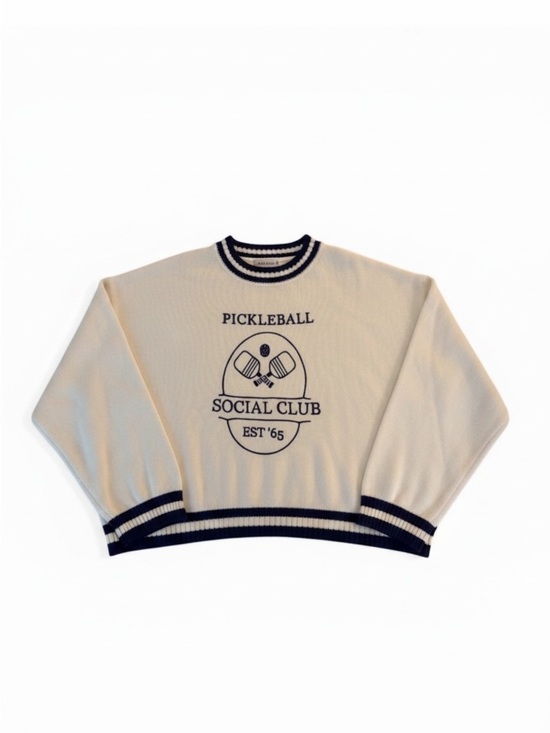 Sincerely Jules Sweaters - Sincerely Jules Pickleball Social Club Cropped Knit Sweater Size Small Preppy